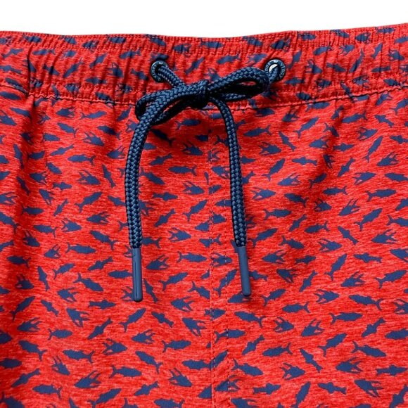 Vineyard Vines Mens Swim Trunks XL Coral Red Blue Fish Elastic Drawstring Shorts - Picture 5 of 9